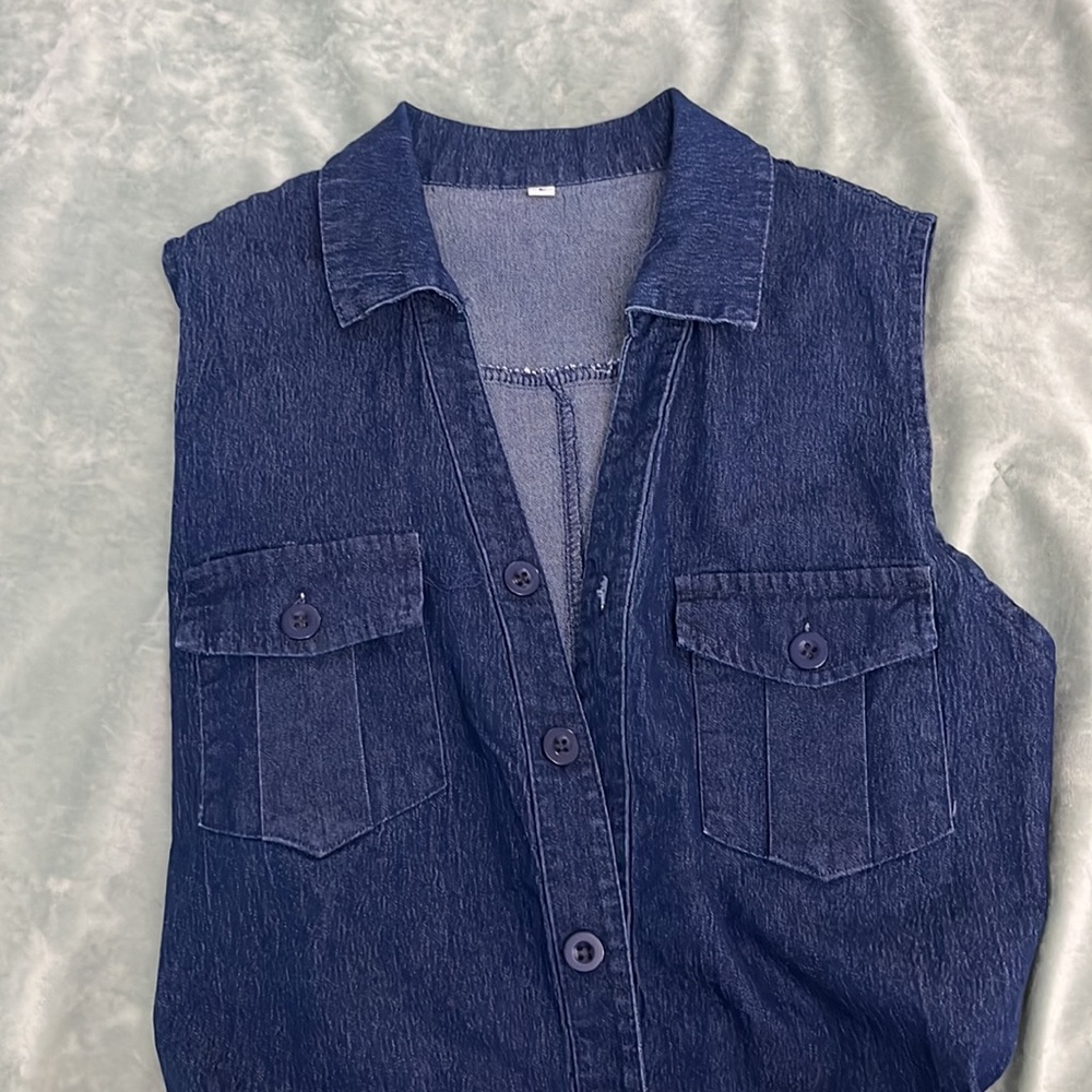 Stretch Denim Romper - Picture 3 of 4
